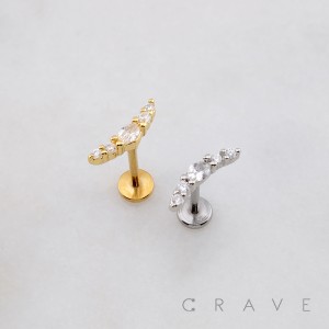 MULTI BEZEL CZ ROUND CURVED ARCH LINE THREADLESS (PUSH IN) 316L SURGICAL STEEL LABRET SET